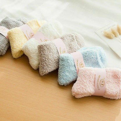 6Pairs Women Ladies Soft Fluffy Bed Socks Warm Lounge Slipper Fleece Sock Winter